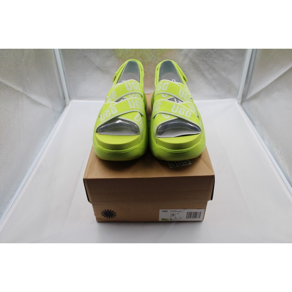 UGG LA Cloud Sandal Volt Green White Women's Size 7 Platform Slide 1110090 NIB